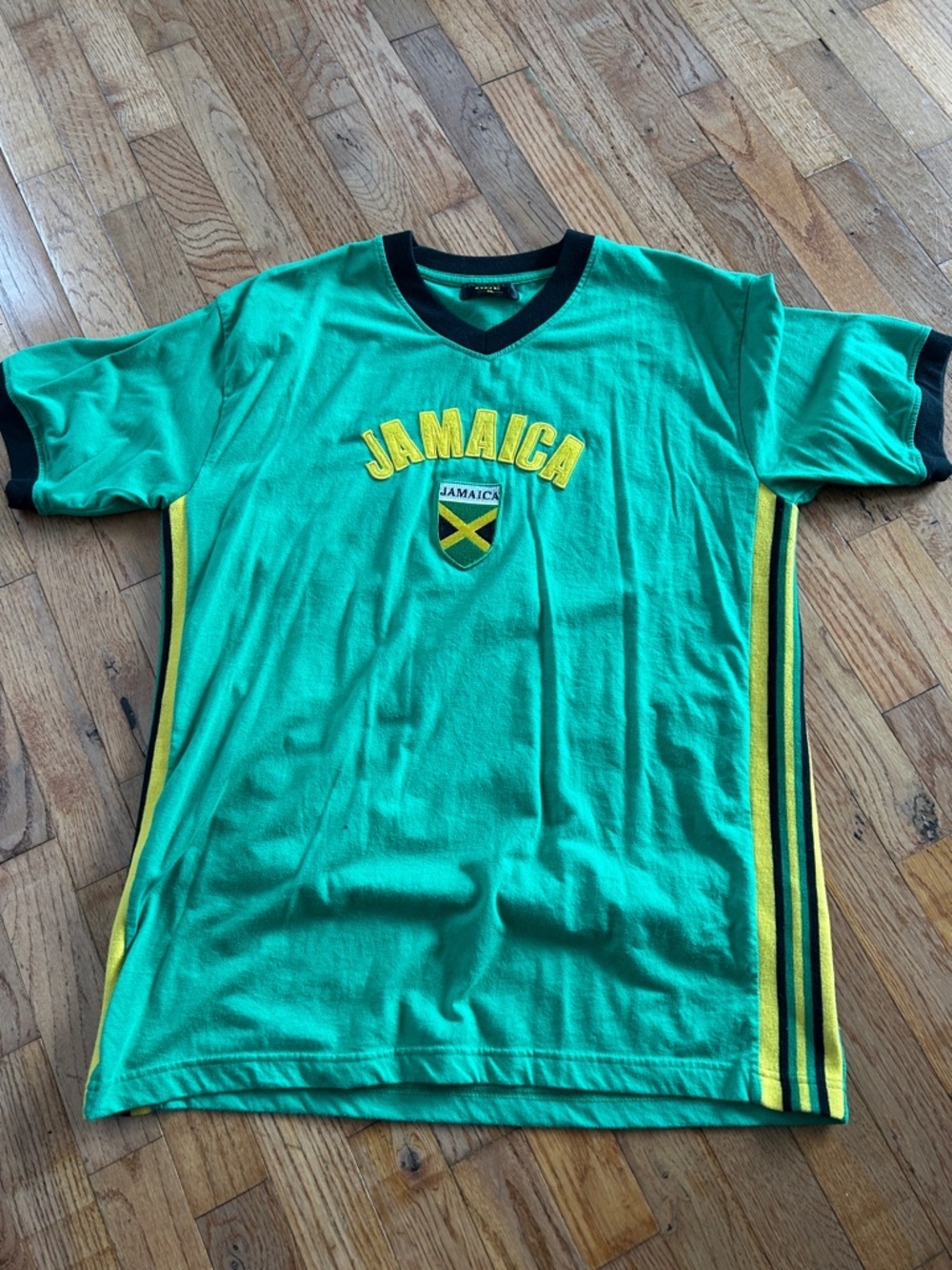 Green Jamaica Crewneck Tee with Yellow & Black Trim